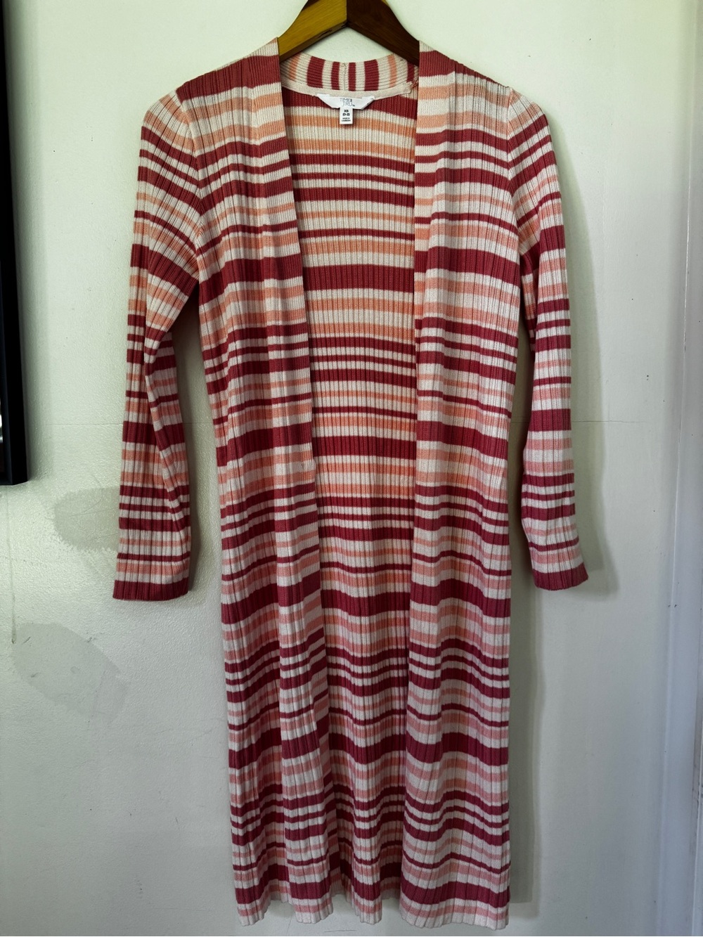 Ribbed Long Open Cardigan